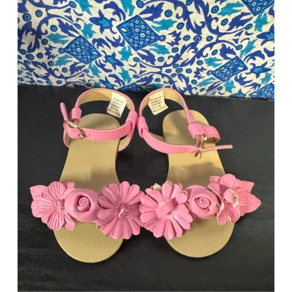 Janie and Jack pink flower sandals - Picture 2 of 6